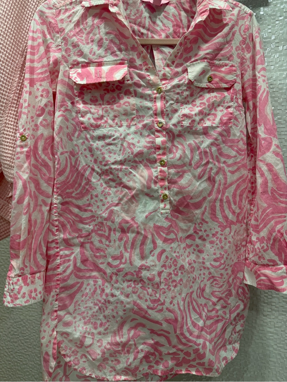 Lilly Pulitzer Pink & White Printed Long Sleeve Tunic